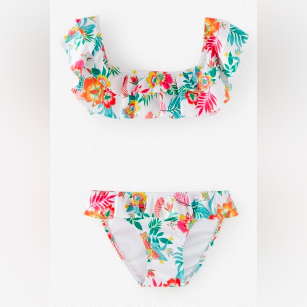 Zara Kids Colorful Floral Bikini - White and Multicolor